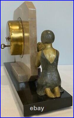 French Art Deco marble figurine clock japy freres clock