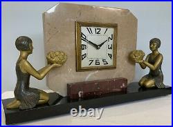 French Art Deco marble figurine clock japy freres clock