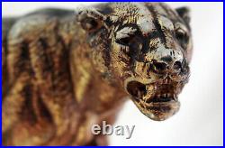 French Heavy marble Art Deco table clock Panther 1920