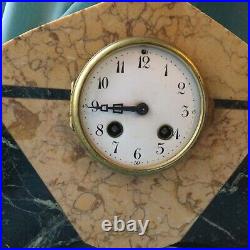 French Mantle Clock Marble Art Deco Candle Holder clusienne SCAPH Antique Black