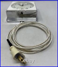 GE Telechron White/Chrome Clock Model 2F01 Consort, 1932-39, Runs & Keeps Time