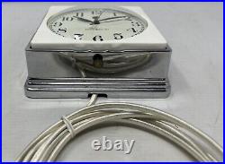 GE Telechron White/Chrome Clock Model 2F01 Consort, 1932-39, Runs & Keeps Time