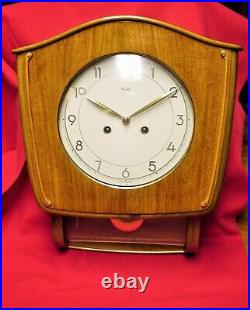 GERMAN CLOCK MAUTHE 8 DAYS with CHIME, EXCELLENT ART DECO or MID-CENTURY MODERN