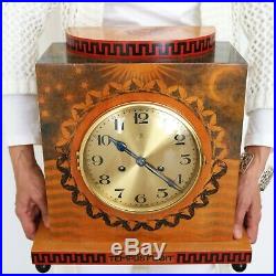 GUSTAV BECKER Mantel Clock XXL ARTWORK Antique ART DECO HIGH GLOSS Chime German