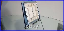 Genuine Art Deco Blue Glass & Chrome Smiths Electric Mantel Clock 1930s Working
