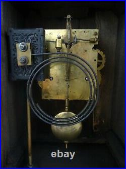 German Antique Mantel Bracket Clock Art Deco Junghans Castle 1920s Black Forest
