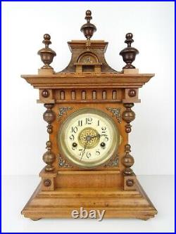German Antique Mantel Shelf Clock Art Deco Coromandel Chrome Junghans 1920s