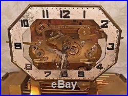 German Art Deco Chime Clock Glass Case Cuckoo Clock Co 3 Chime Options Runs