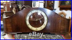 German Art Deco English Walnut Westminster Chime Mantel Clock