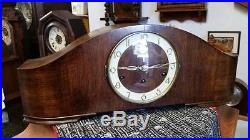 German Art Deco English Walnut Westminster Chime Mantel Clock