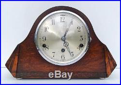 German Art Deco Oak Westminster Chiming Mantle Clock