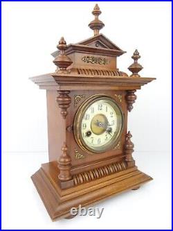 German JUNGHANS Castle Mantel Mantle Antique Clock Art Deco 8 day Black Forest