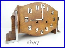 German Mantel Shelf Clock Art Deco 1930s Pfeilkreuz Junghans Chrome era 8 day