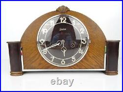 German Mantel Shelf Clock Art Deco 1935 WW2 Junghans 8 day (Mauthe Kienzle era)