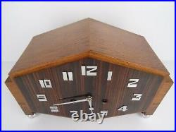 German Mantel Shelf Clock Art Deco Coromandel Chrome Pfeilkreuz Junghans 1920s