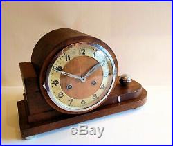 German Mauthe c1925 ART DECO unusual Mantel Shelf Clock with Chrome accents