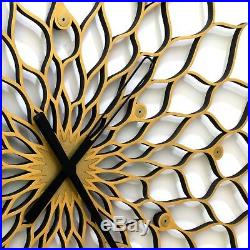 Gigantic sunflower clock 3' huge wall art in shades of gold by ardeola