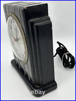 Gilbert Art Deco Mantle Shelf Clock 8 Day Chrome & Black Architectural Design