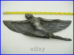 Great Vintage ART DECO Sculpture Woman Wings Beautiful TABLE CLOCK Mascot France