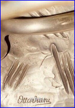 HANDMADE STERLING SILVER PLATED Italian made lion mantel clock by Ottaviani