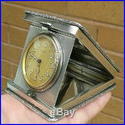 Heavy Solid Silver, Art Deco Travel / Desk Clock, 317.6 Grams- Superb Condition