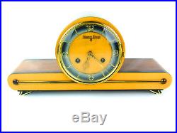 HERMLE chiming high gloss antique mantel clock art deco german mid century rare