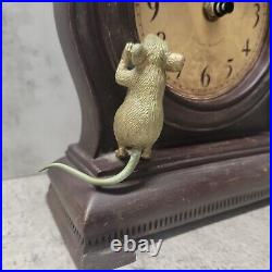 HICKORY Clock Makers HICKORY DICKORY DOCK Three Mice Mantle 9.5X6.5 VTG