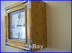HOWARD MILLER Mid Century Modern Wall Clock with Burl Wood Case NO. 513 Art Deco