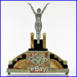HUGE 1920s French ART DECO Egyptian Dancer MANTEL CLOCK by Molins Balleste