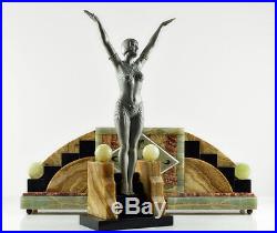 HUGE 1920s French ART DECO Egyptian Dancer MANTEL CLOCK by Molins Balleste