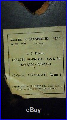 Hammond Synchronous Electric Model 342 Wall Clock Art Deco 19 3/4 Diameter