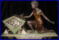 Happy 100th Birthday Art Deco! 1920 Large Solid Marble Mantle Clock 15kg 58cm