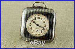 High-Grade SILVANA Niello SILVER Art Deco travel clock pocket watch Uhr silber