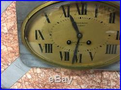 Huge Art Deco Marble Striking Mantel Clock with Spelter Alsatian