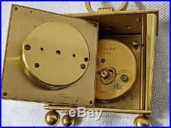 IMHOF Desktop 15 Jewel 8 Day Brass Clock 2 Sided Date Alarm Barometer Art Deco