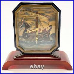 IMHOF for Cartier Art Deco Clock Hand Painted with Carnelian Base & Onyx Frame