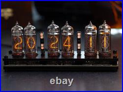 IN-14 6- digits Nixie clock. Carbon fiber case. With installed tubes