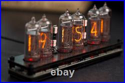 IN-14 6- digits Nixie clock. Carbon fiber case. With installed tubes