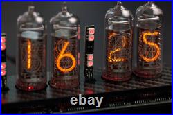 IN-14 6- digits Nixie clock. Carbon fiber case. With installed tubes