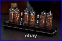 IN-14 6- digits Nixie clock. Carbon fiber case. With installed tubes