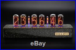 IN-18 Nixie Tubes Clock Synthetic Granite Case GPS Sync 12/24H Delivery 3-5 Days