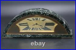 J. E. Caldwell and Co. Vintage Gilt-Brass and Marble Crescent-Shaped Mantel Clock