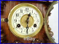 JUNGHANS Antique German STUNNING Mantel Shelf CASTLE 8 day 1800s Clock Art Deco