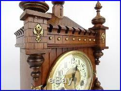 JUNGHANS Antique German STUNNING Mantel Shelf CASTLE 8 day 1800s Clock Art Deco