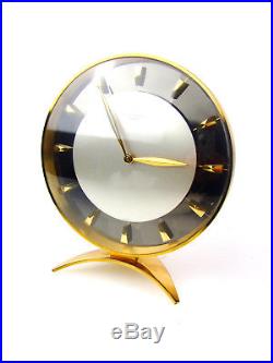 JUNGHANS MEISTER mid century brass Bauhaus desk table clock art deco german