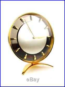 JUNGHANS MEISTER mid century brass Bauhaus desk table clock art deco german