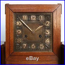 JUNGHANS Mantel Clock ART DECO SKYSCRAPER BRONZE Dial Antique Germany GONG Chime