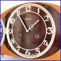 JUNGHANS Mantel TOP Clock Art Deco BAKELITE Antique SERVICED Chrome Germany GONG