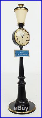 Jaeger Le Coultre Art Deco Desk Table Clock Street Light Mantel Clock Circa 1930