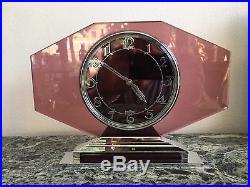Jaz Table Clock Glas & Chrome Art Deco 1930